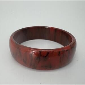 Tested Vintage Bakelite Red Marble Bangle Bracelet 2.5” Across X .75 Wide